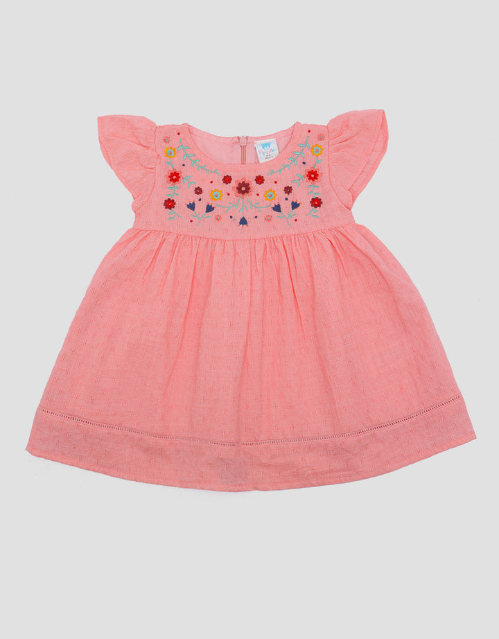 Pipiniko Flowery Embro Midi Dress Anak Perempuan