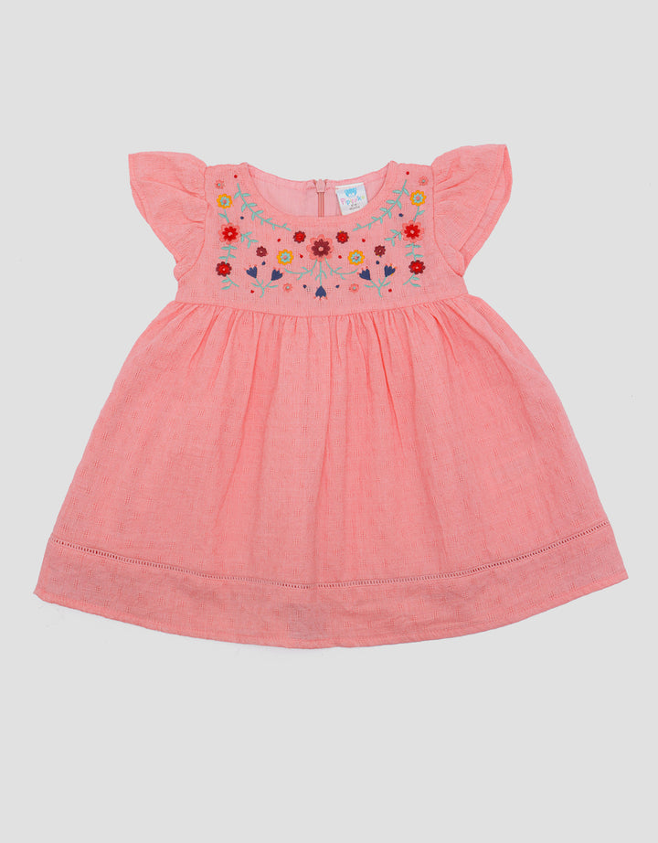 Pipiniko Flowery Embro Midi Dress for Girls