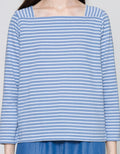Connexion Stripe Square Neck Rib Women's Long Sleeve T-Shirt