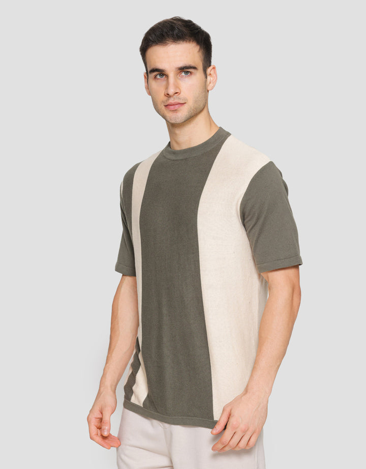 Nevada Flat Knit Stripe Block Vertical Kaos Lengan Pendek Pria