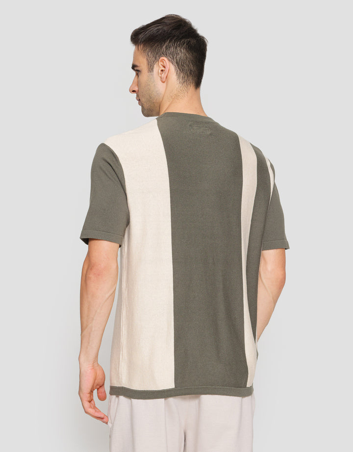 Nevada Flat Knit Stripe Block Vertical Kaos Lengan Pendek Pria