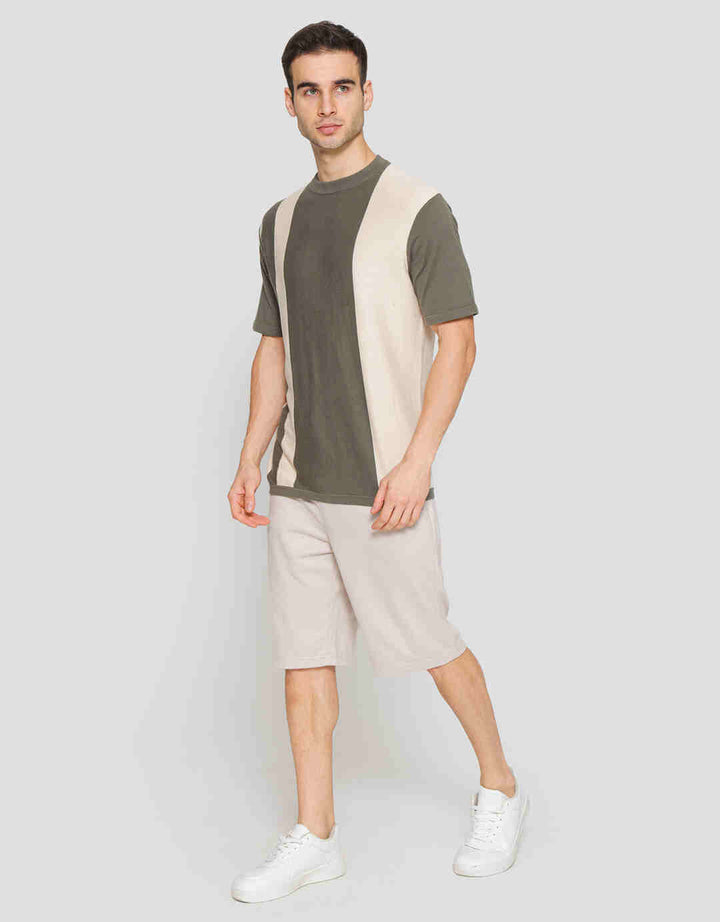 Nevada Flat Knit Stripe Block Vertical Kaos Lengan Pendek Pria