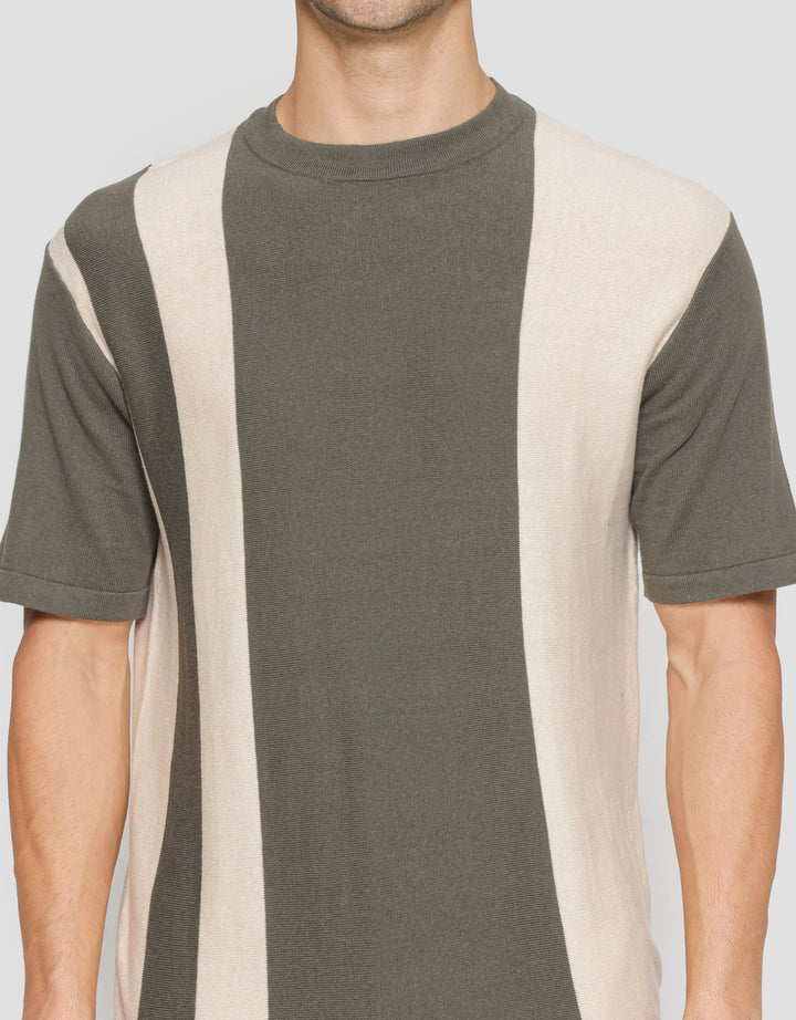 Nevada Flat Knit Stripe Block Vertical Kaos Lengan Pendek Pria