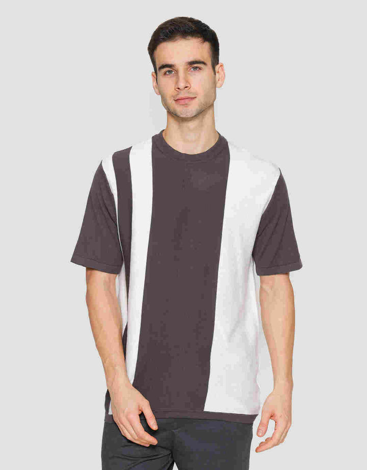 Nevada Flat Knit Stripe Block Vertical Kaos Lengan Pendek Pria