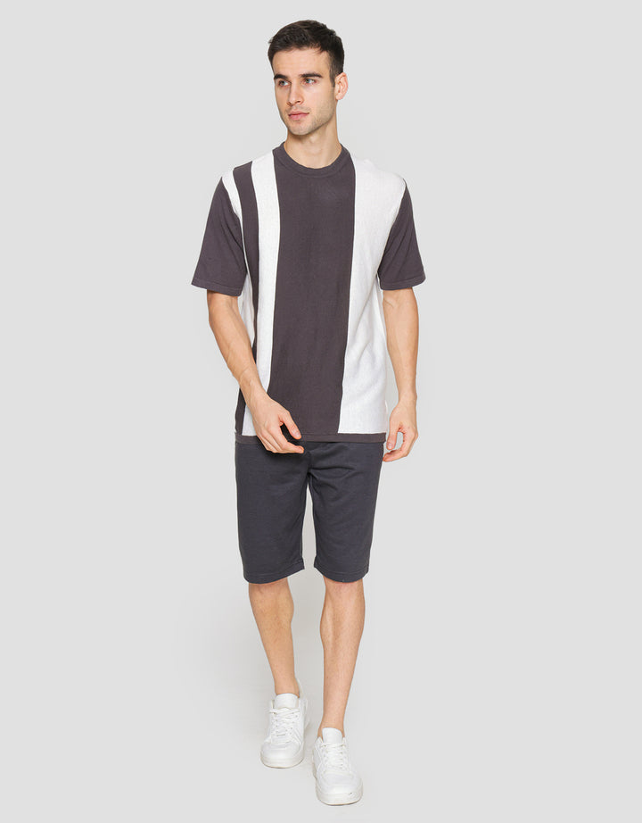 Nevada Flat Knit Stripe Block Vertical Kaos Lengan Pendek Pria