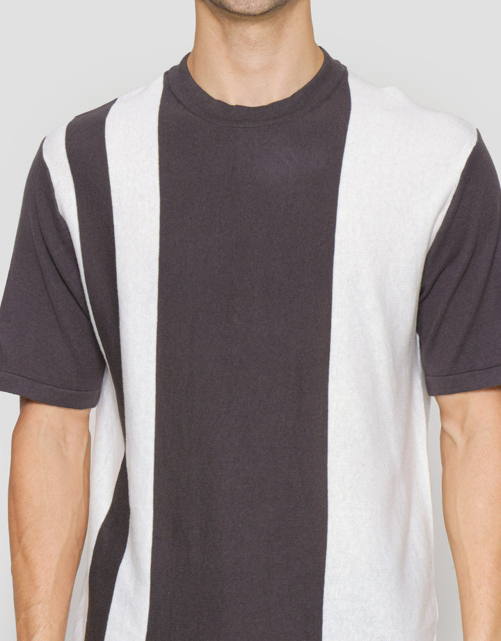 Nevada Flat Knit Stripe Block Vertical Kaos Lengan Pendek Pria