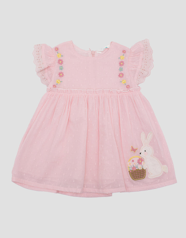 Pipiniko Bunny Collection Swiss Dot Midi Dress for Girls