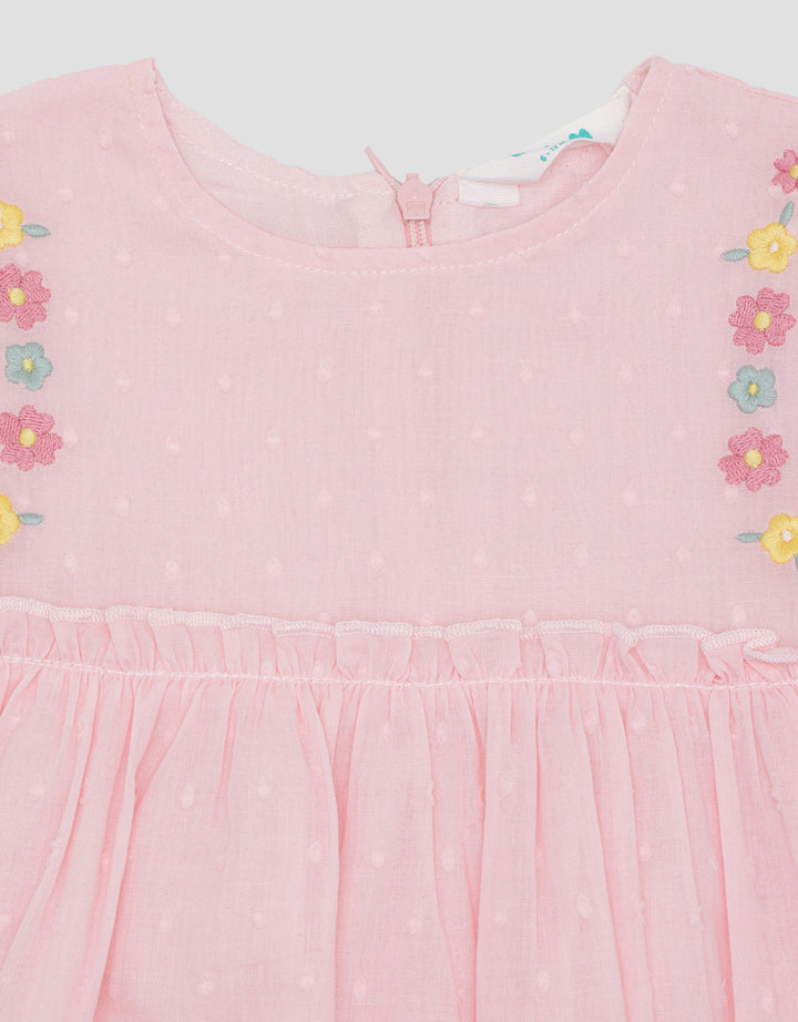 Pipiniko Bunny Collection Swiss Dot Midi Dress for Girls