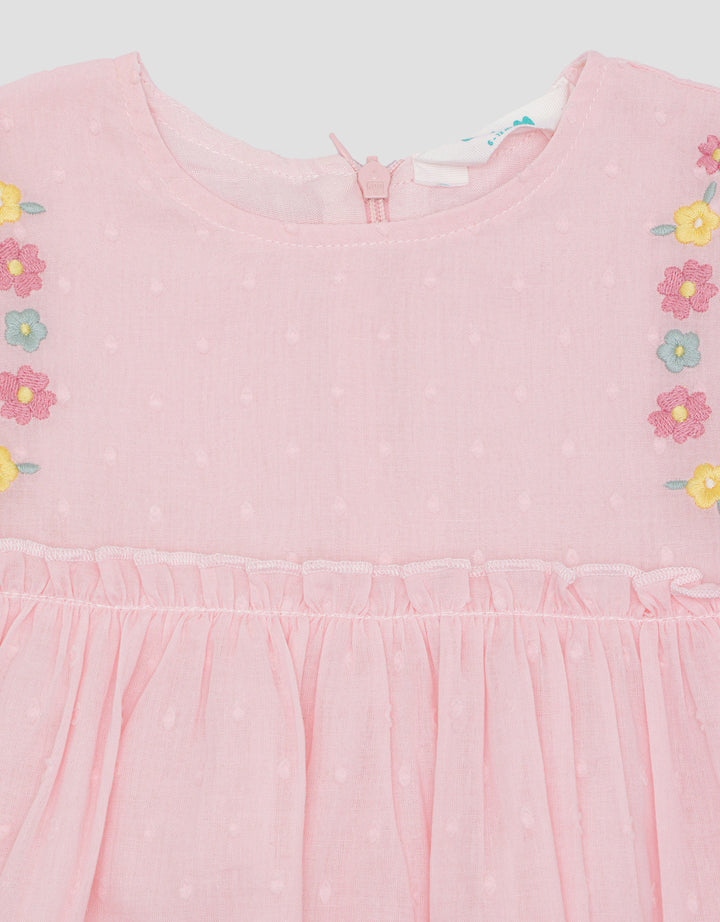 Pipiniko Bunny Collection Swiss Dot Midi Dress for Girls