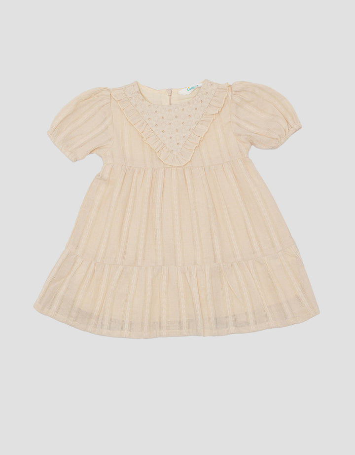 Little M Tekstur With Embro Lace Midi Dress Anak Perempuan