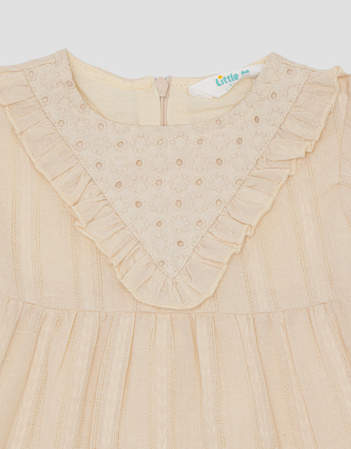 Little M Tekstur With Embro Lace Midi Dress Anak Perempuan