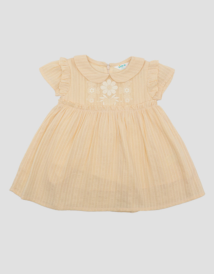 Little M Textur Embro Midi Dress for Girls