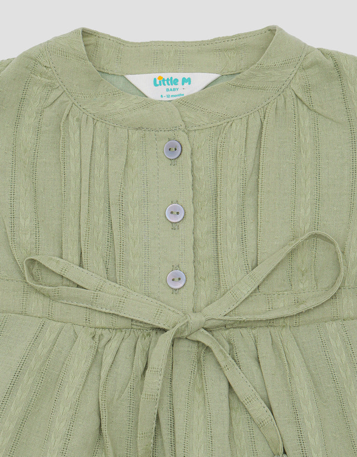 Little M Texture With Drawstring Midi Dress for Girls