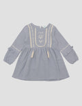Little M Embro And Tassel Midi Dress For Girls