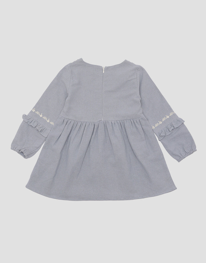 Little M Embro And Tassel Midi Dress For Girls