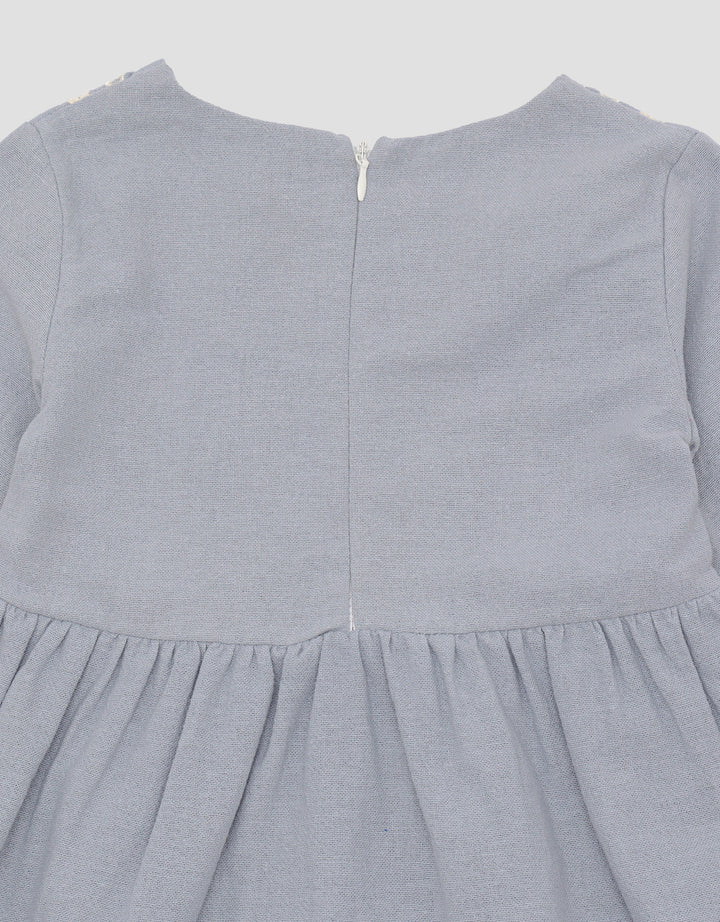 Little M Embro And Tassel Midi Dress For Girls