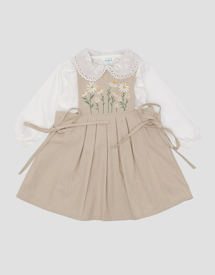 Little M Flower Muslim Overalls 2 Pcs Midi Dress for Baby Girls