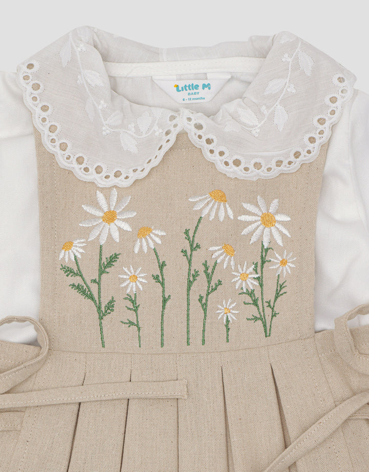 Little M Flower Muslim Overalls 2 Pcs Midi Dress for Baby Girls