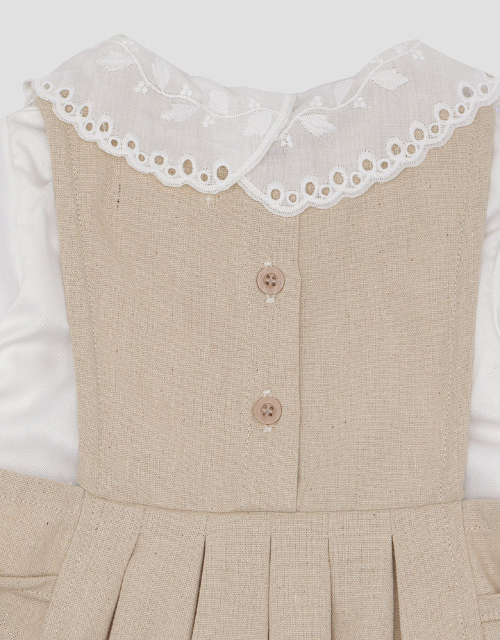 Little M Flower Muslim Overalls 2 Pcs Midi Dress for Baby Girls