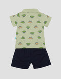 Pipiniko Polo Fullprint Dino With Short Baju Set Anak Laki-Laki