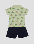 Pipiniko Polo Fullprint Dino With Short Shirt Set Boys