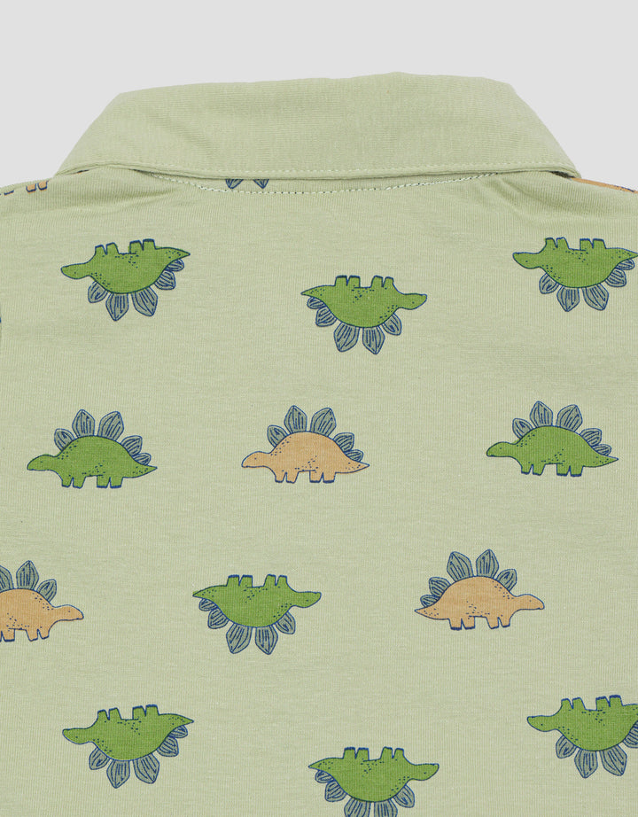 Pipiniko Polo Fullprint Dino With Short Shirt Set Boys
