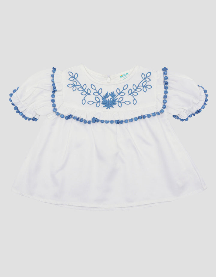 Little M Top Lace With Embro Blouse for Girls