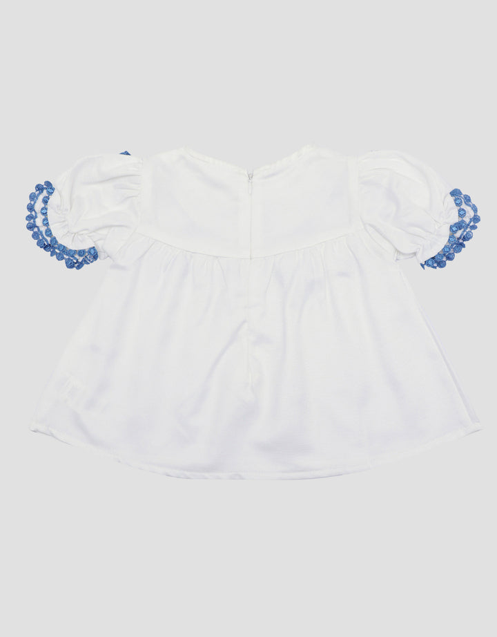 Little M Top Lace With Embro Blouse for Girls