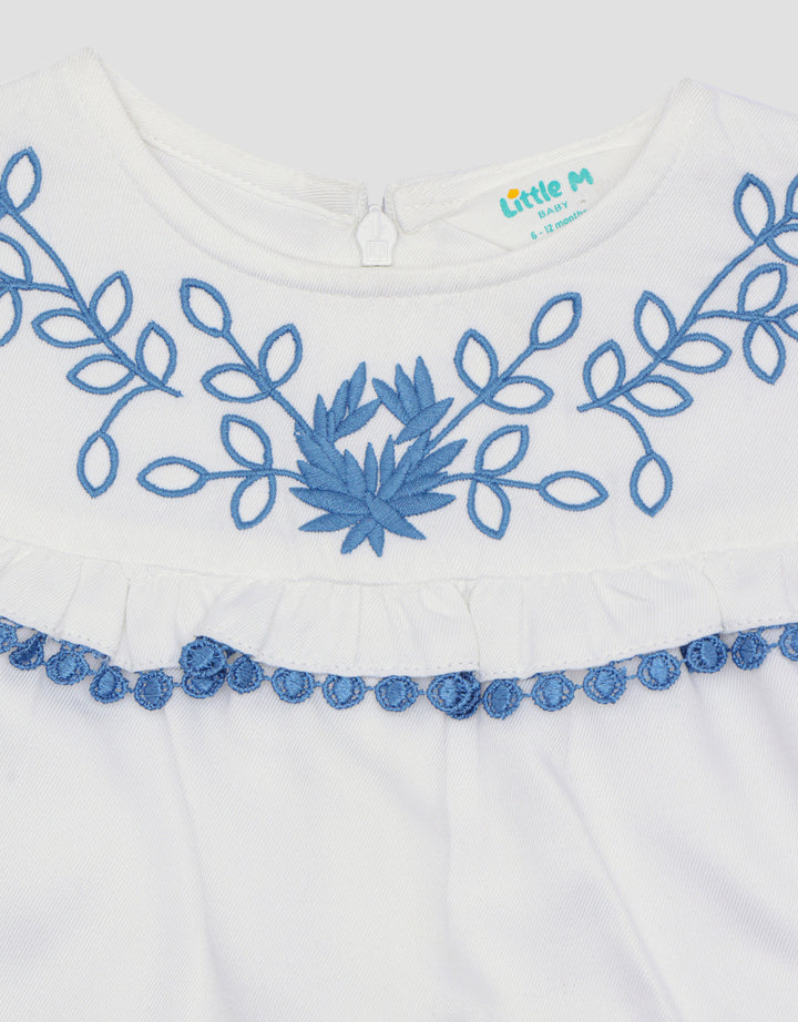 Little M Top Lace With Embro Blouse for Girls