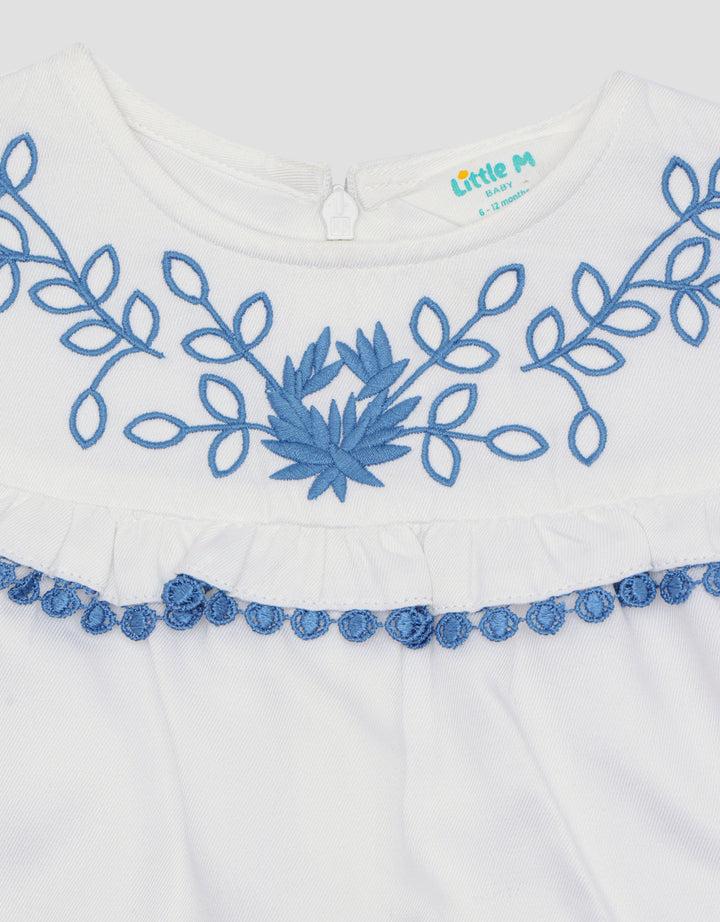 Little M Top Lace With Embro Blouse for Girls