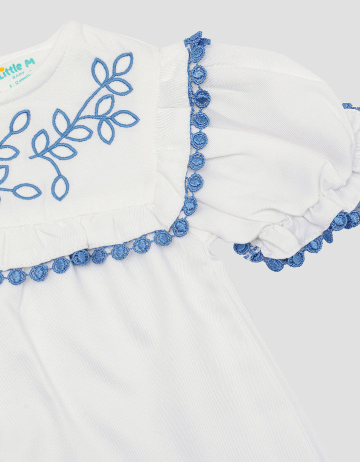 Little M Top Lace With Embro Blouse for Girls