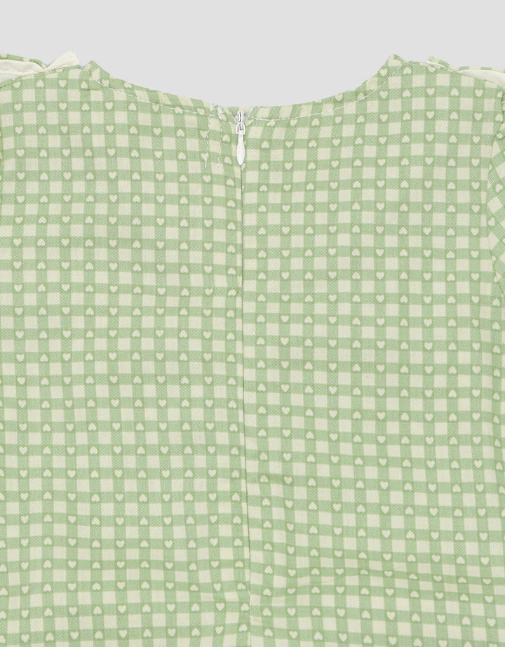 Pipiniko 2 Pcs Ruffle Print Kotak Hati Setelan Bayi Perempuan