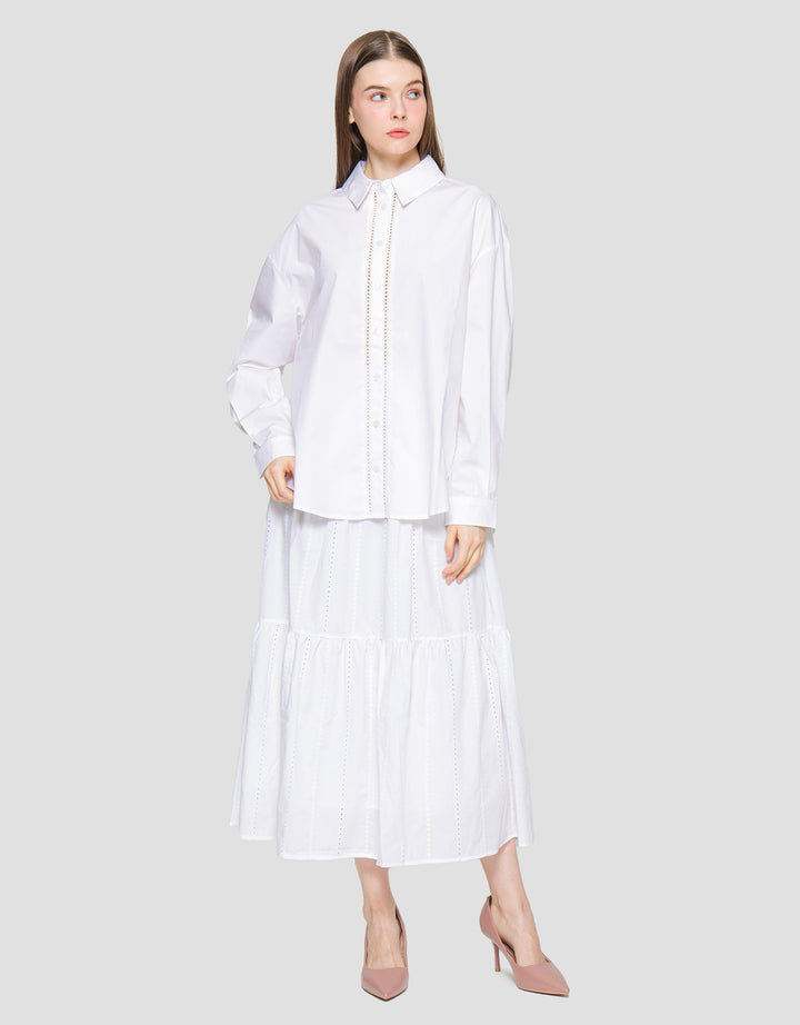 Suko Eyelet Kemeja  Lengan Panjang Wanita