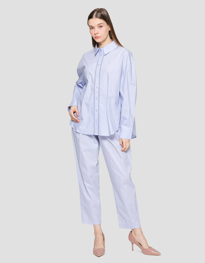 Suko Eyelet Kemeja  Lengan Panjang Wanita