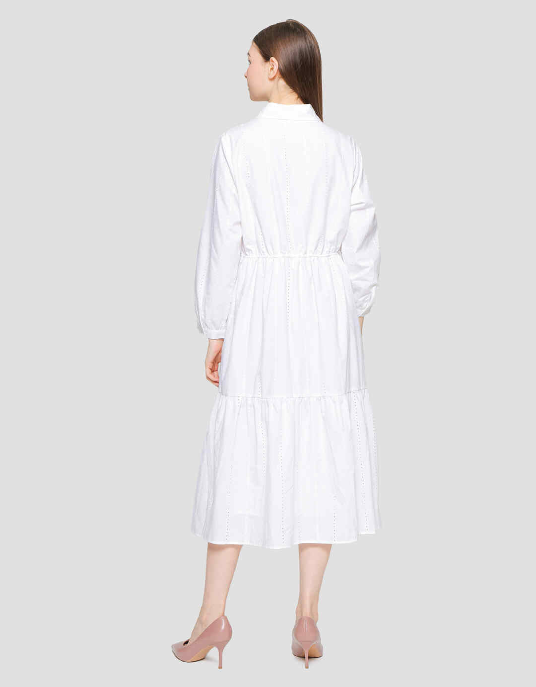 Suko Eyelet Gaun Lengan Panjang Wanita