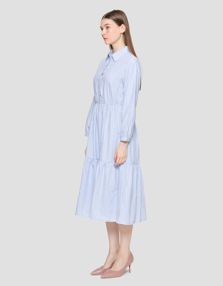 Suko Eyelet Gaun Lengan Panjang Wanita