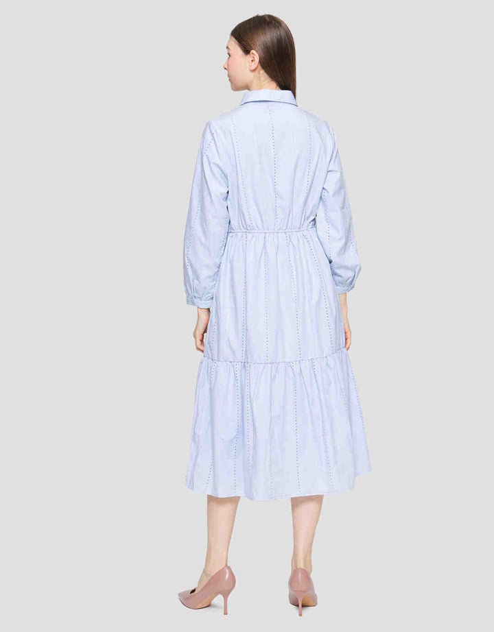 Suko Eyelet Gaun Lengan Panjang Wanita