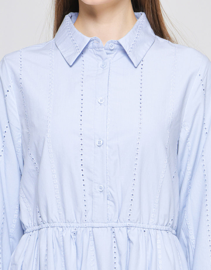 Suko Eyelet Gaun Lengan Panjang Wanita