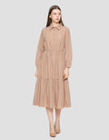 Suko Eyelet Gaun Lengan Panjang Wanita