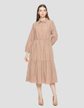 Suko Eyelet Gaun Lengan Panjang Wanita