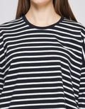 Suko Stripe Print Kaos Casual Wanita