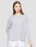 Suko Stripe Print Kaos Casual Wanita