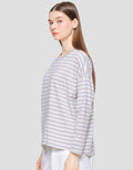 Suko Stripe Print Kaos Casual Wanita