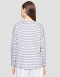 Suko Stripe Print Kaos Casual Wanita