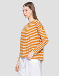 Suko Stripe Print Kaos Casual Wanita