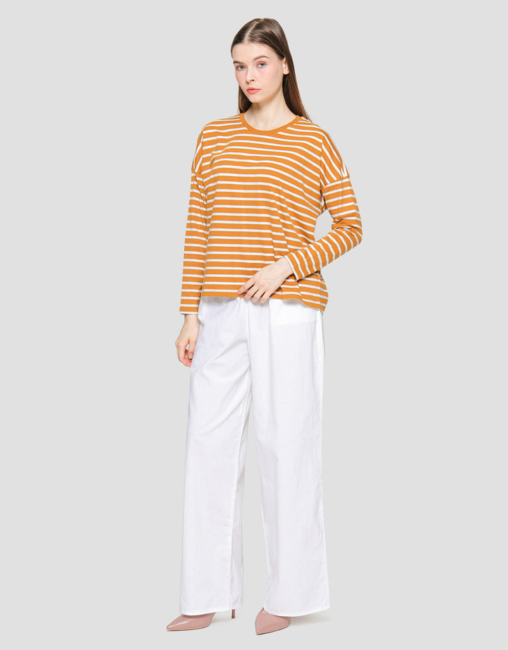 Suko Stripe Print Kaos Casual Wanita