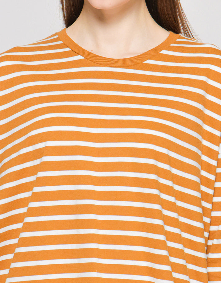 Suko Stripe Print Kaos Casual Wanita