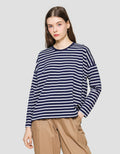 Suko Stripe Print Kaos Casual Wanita