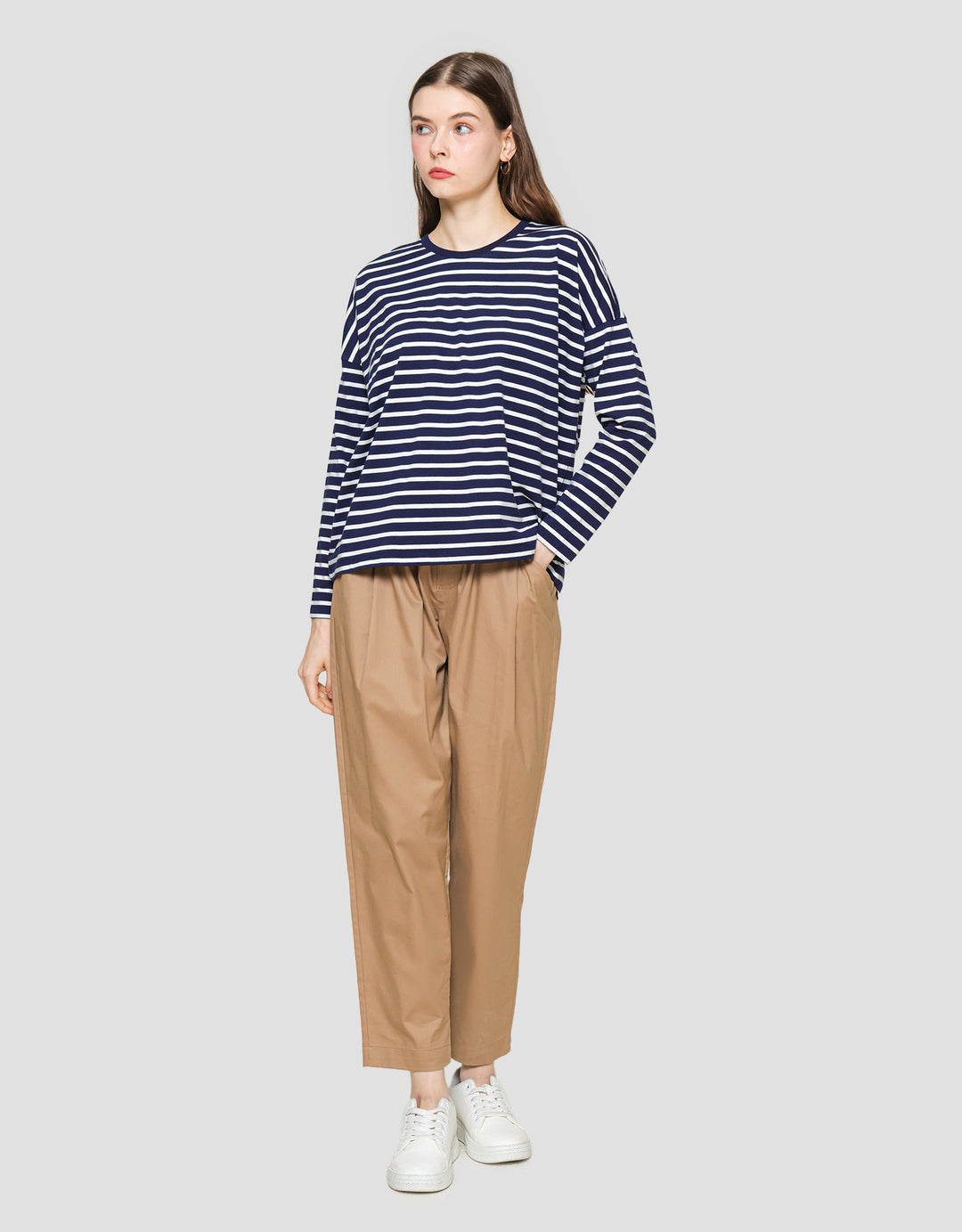 Suko Stripe Print Kaos Casual Wanita