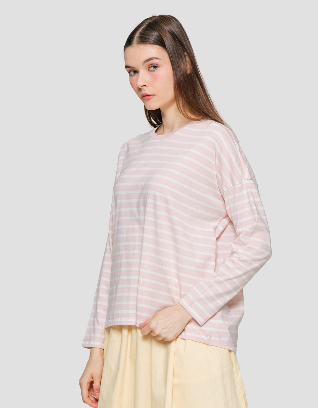 Suko Stripe Print Kaos Casual Wanita